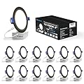 VOLISUN 12 Pack 6 inch Recessed Lighting, 5CCT LED Recessed Light Black, 2700K-5000K Selectable, 13W Eqv 120W, 1080LM Dimmable Canless Wafer Downlight, LED Ceiling Light ETL Certificated