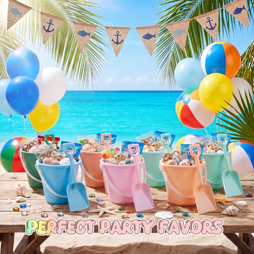 Lunmon 72 Pcs Beach Toys for Kids 24 Set Sand Buckets Shovels Bulk Pastel Beach Balls Inflatable Sand Toys for Girls Boys Toddlers Games Birthday Summer Pool Party Favor (Morandi, Vivid) by Lunmon - Image 2