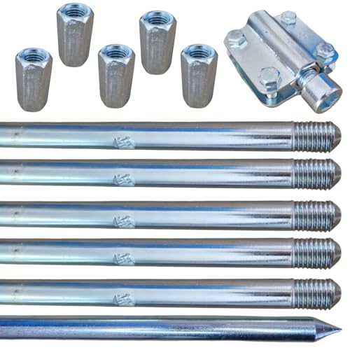 BLYSKAWICA – Erdungsspieß - Erdungsstab - Staberder - Erdspieß Erdung - Kreuzerder - Tiefenerder - verzinkter Stahl – Erdungsstange – Größe - 1,5m Ø16-9m (6x1,5m)