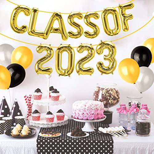 Class Of 2023 Balloons Banner Graduation Party Decoration Supplies - Congrats Grad Gold 16Inch Letter Number Foil Balloon For Congrats Graduation Party Decorations Supplies 2023 #TOP4