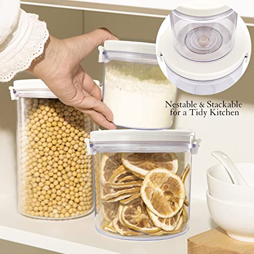 Vicarko Airtight Food Storage Containers, Vacuum Seal, Food Saver, Fresh & Save Keeper, Preserve & Marinate, Airtight, Reusable, Nestable Lids, Bpa-Free, Microwave, Freezer, Fridge, Dishwasher Safe, 35Oz+70Oz / 1L+2L Sets #TOP6