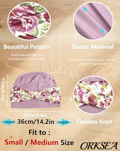 Image of Chemo Headwear for Women Knot Beanies with Stretch Elastic Turbans Soft Cancer Hats Head Coverings Scarf Headwraps