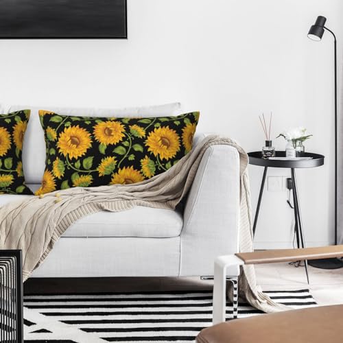 Housses de coussin tournesol en lin synthétique pour déco salon chaleureuse - 8