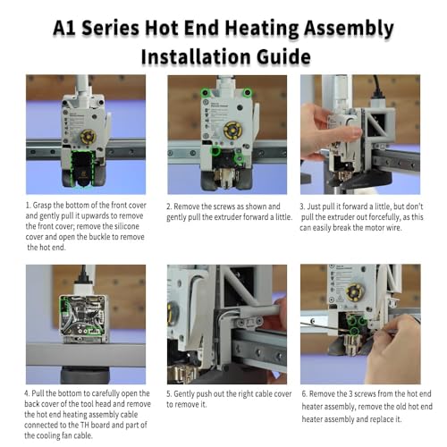 Upgraded Bamboo A1 Hotend Heating Assembly Kit for Bambu Lab A1, A1 Mini 3D Printer Hot End Heating Component 3D Printer Accessories