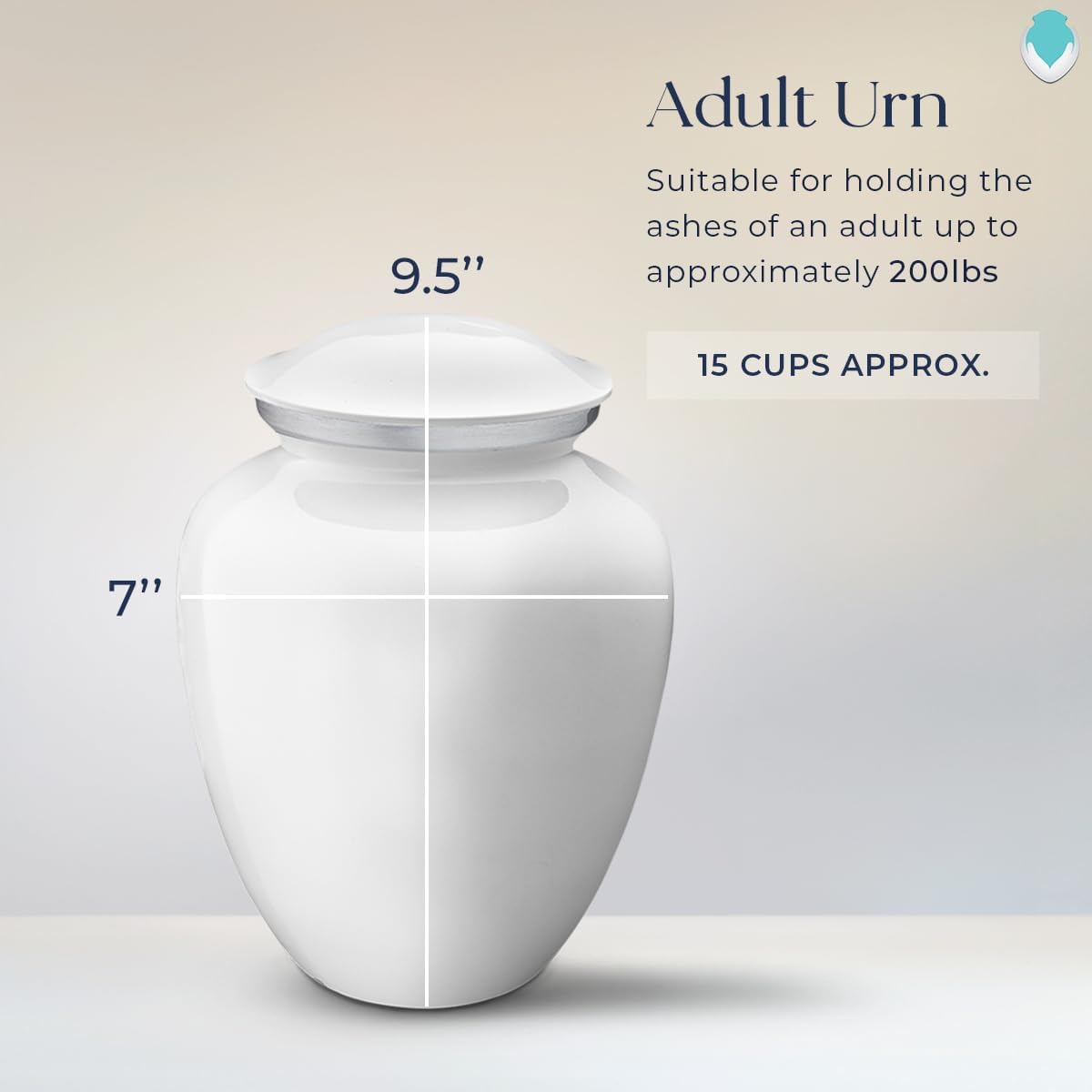 Geturns Embrace 大人用 パーソナライズ シンプル 十字架 火葬 骨壺 人間の遺灰用 I 大型 ホワイト 葬儀用骨壷