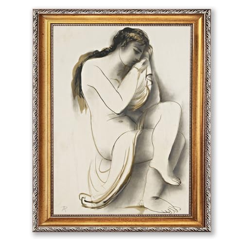 Vintage Framed Nude Woman Portrait Canvas Print Oil Paintings Reproduction