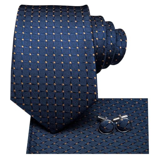 Corbata de Seda Azul para Hombre JSEIAJB 150cm miniatura 3
