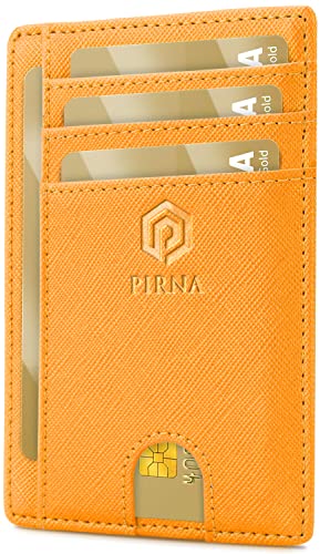 Cartera Delgada para Hombres | Titular de Tarjeta de crédito Minimalista con Bloqueo RFID - Cartera de Tarjeta Ligera con Caja de Regalo, Miel de Naranja, Minimalista Cover