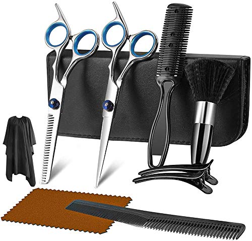 Hair Cutting Scissors Set, 10 Pcs Stainless Steel Hairdressing Shears Set Professional Thinning Scissors For Barber/Salon/Home/Men/Women/Kids/Adults Shear Sets