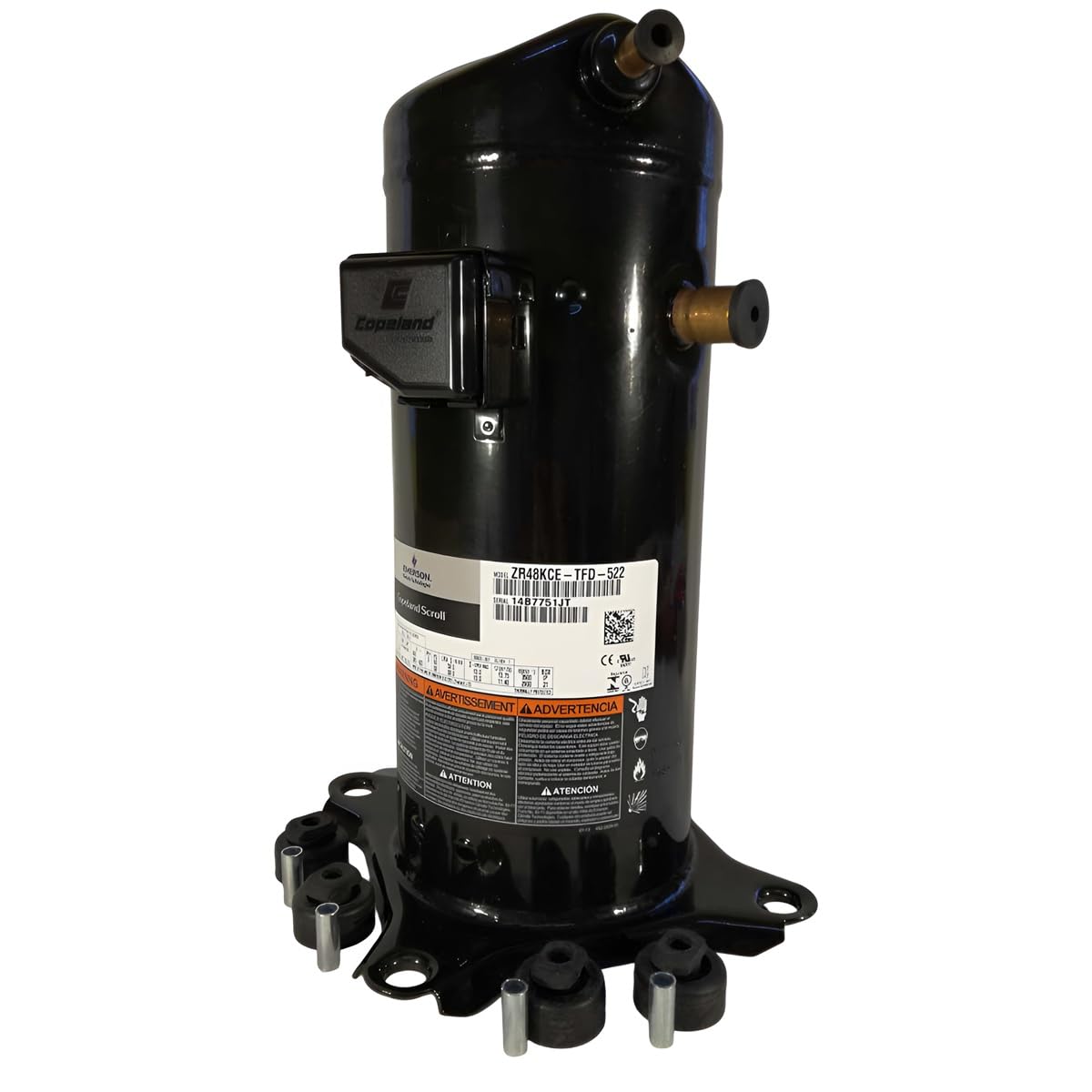 Copeland Scroll Compressor for Air Conditioning | 38600 BTU | High Efficiency & Low Noise | R22/R407C | ZR48KCE-TFD-522