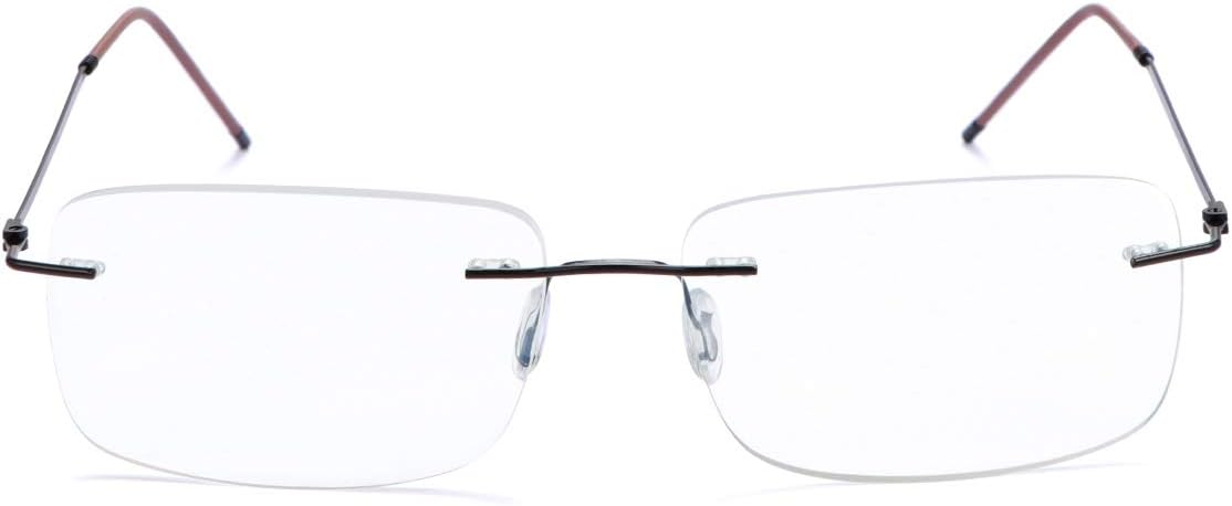 Rimless Progressive Multifocus Reading Glasses Blue Light Blocking No Line Multifocal Computer Readers for Women Men Rectangular Eyewear Titanium Lightweight Magnification Presbyopia Eyeglasses
