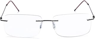 Rimless Progressive Multifocus Reading Glasses Blue Light Blocking No Line Multifocal Computer Readers for Women Men Unisex Rectangular Eyewear Titanium Lightweight Magnification Presbyopia Eyeglasses