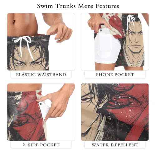 Pantalones cortos de natación de secado rápido con diseño de samurái 6