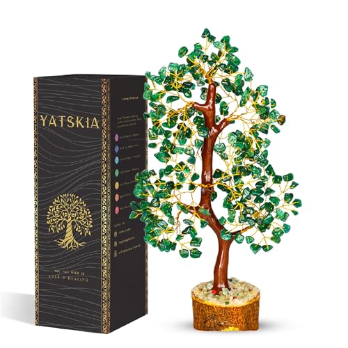 YATSKIA Green Aventurine Gemstone Tree Natural Stone Feng Shui Wire Bonsai Seven Chakra Jewelry...