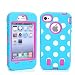 iPhone 4s Case, iPhone 4 Case, Magicsky iPhone 4g New Case with Polka Dots Pettern Full Body Hybrid Impact Shockproof Defender Case Cover for Apple iPhone 4/4s, 1 Pack(Hot Pink/Blue)