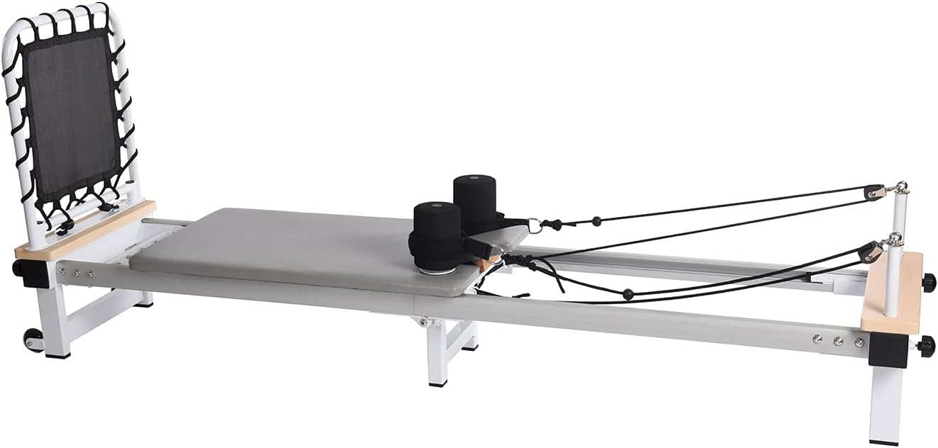 Stamina Products AeroPilates Precision Series Reformer Pilates Machine Resistance and Workout System for Home Gym, White/Gray