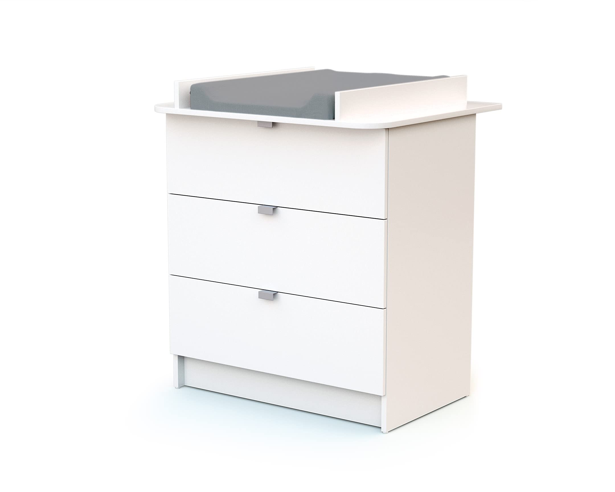 Webaby - Cassettiera fasciatoio 3 cassetti legno - Bianco -79 x 65,5 x 92 cm