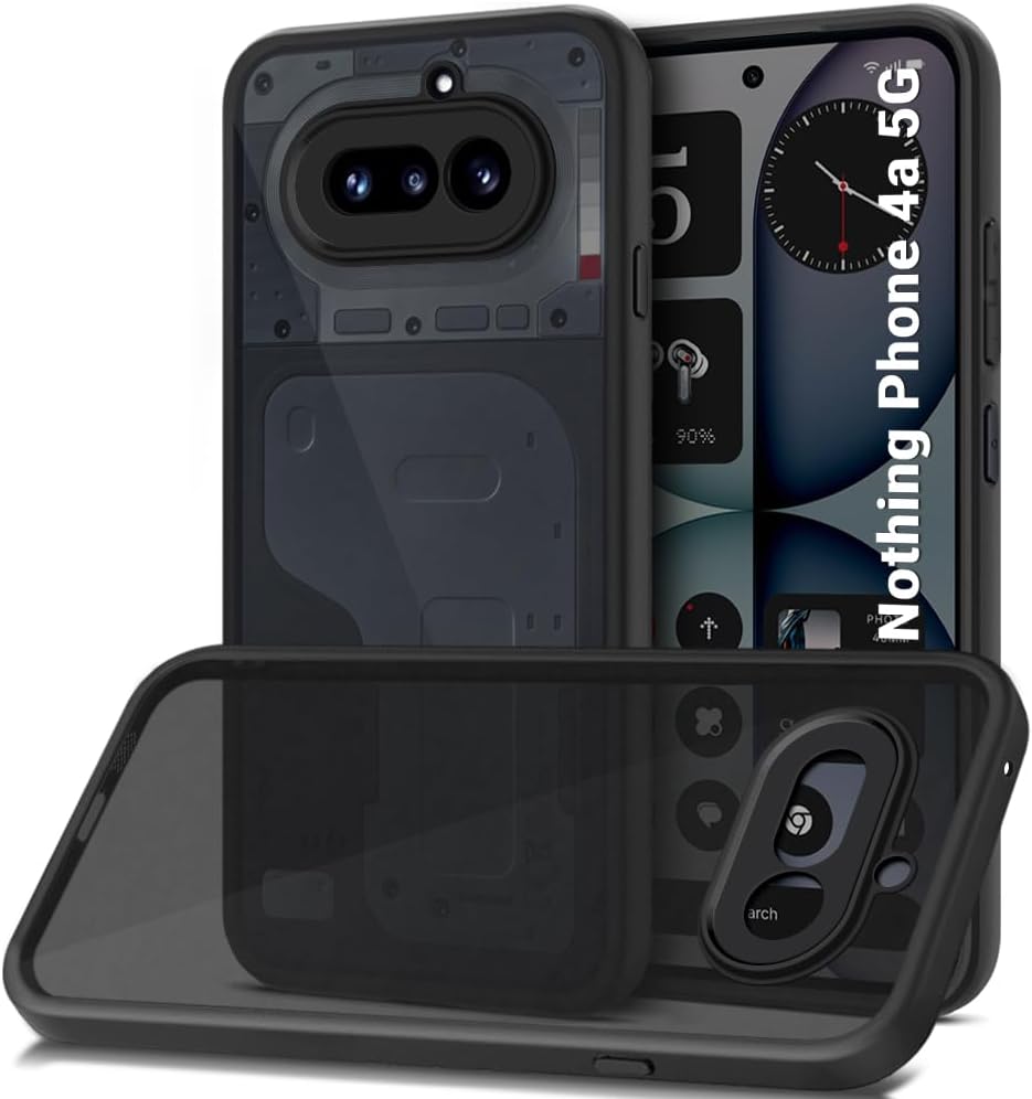 TheGiftKart Hybrid Shockproof Back Cover Case for Nothing Phone 4a 5G | Hard Back Cover Case for Nothing Phone 4a 5G (PC &amp; TPU, Translucent Smoke Matte Back, Black Sides)