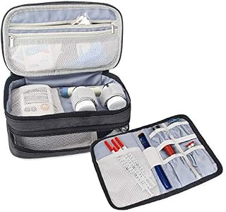 Luxja Insulin Travel Case, Double Layer Insulin Bag for Insulin Pens, Glucose Meter