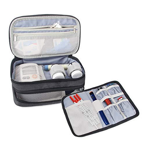 Luxja Insulin Travel Case, Double Layer Insulin Bag for Insulin Pens, Glucose Meter