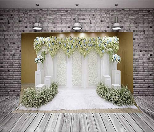 Fanghui 9x6FT White Floral Photo Backgrounds Curtain 3D Flower Wedding Bridal Shower Photography Backdrops Party Decoration Supplies Photo Booth Banner - Thumbnail 3