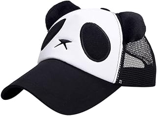 Unisex Canvas Baseball Cap Adjustable Sports Hat Mesh Dome Sun Hat With Panda Pattern For Women Men Black