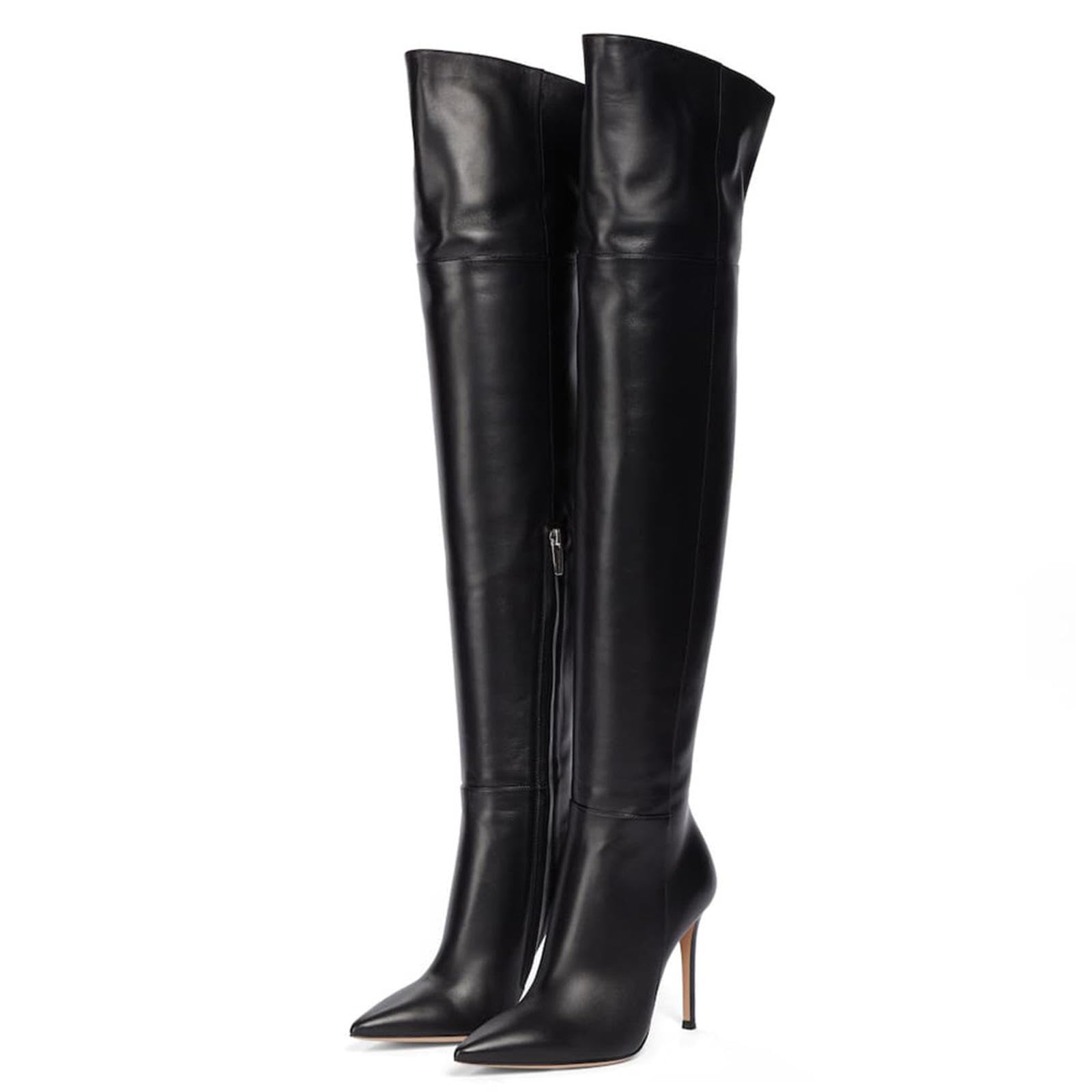 tacchi donna Tacco Alto 13 Cm Stivali Al Ginocchio Neri Versione Ampia,Black-41