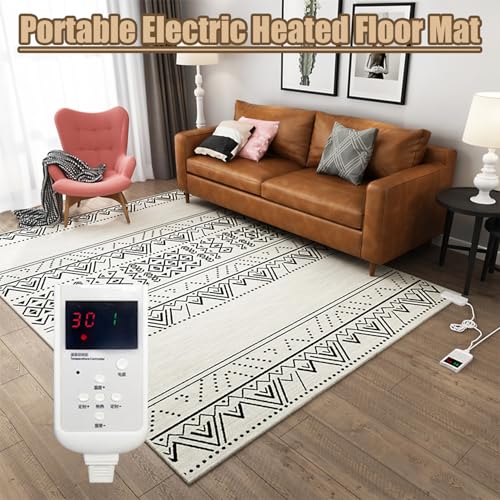 Alfombra grande de grafeno eléctrico, control de temperatura, marroquí, para cocina, sala de estar, dormitorio y oficina, solución de calefacción de bajo consumo