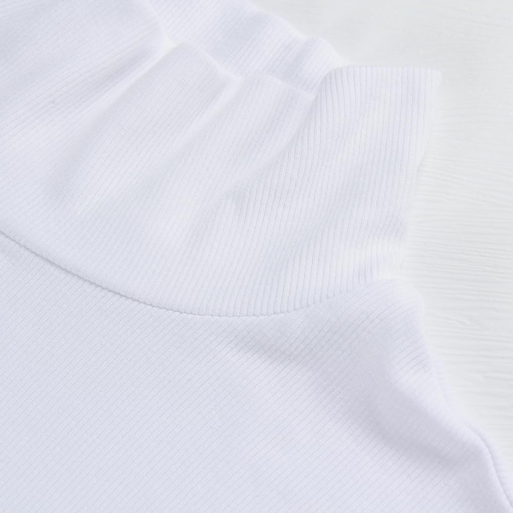 GEMBERA Womens Stretchy Long Sleeve Turtleneck Ribbed Knit Fitted Basic Bodysuit Shirt - Image 2