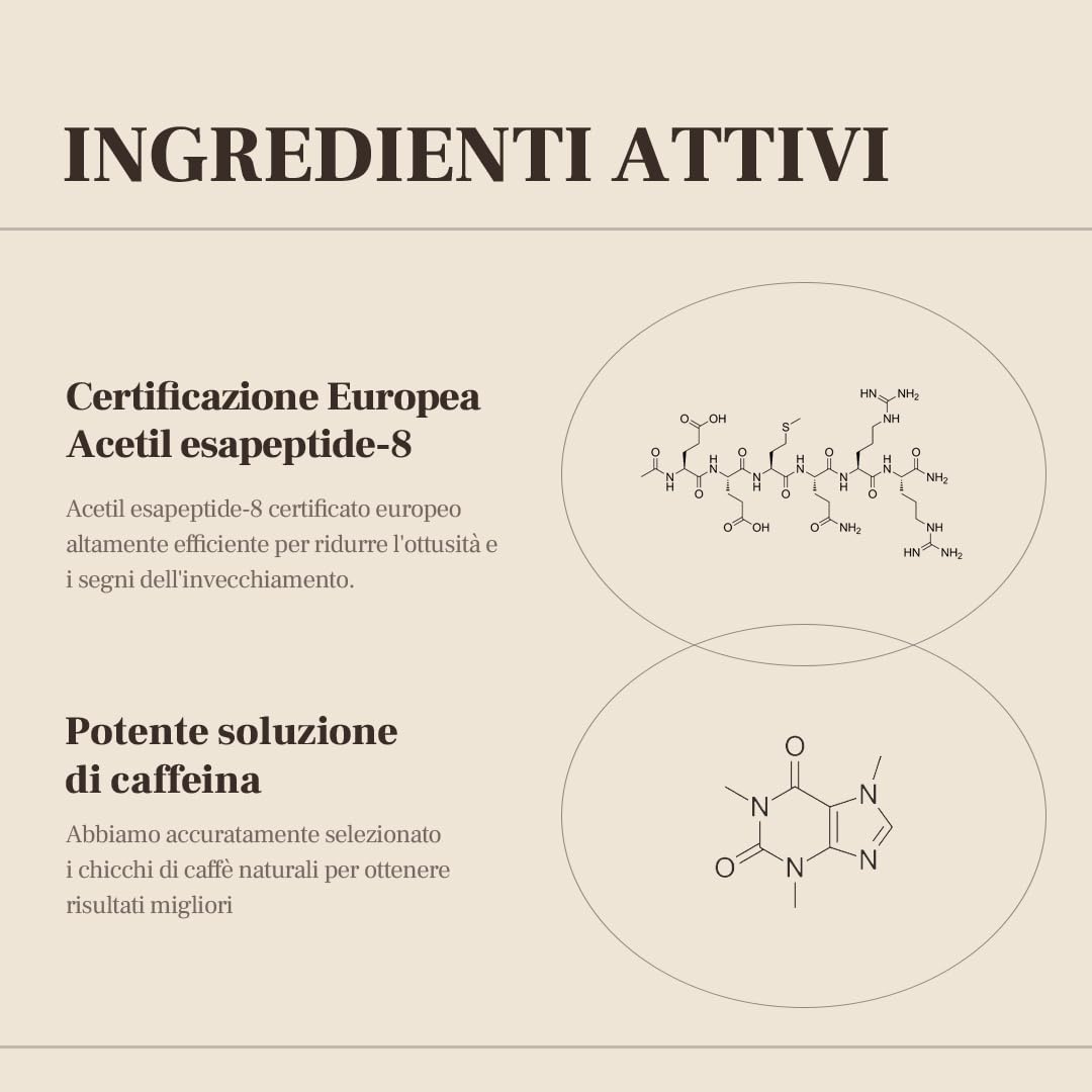VILLAGE 11 FACTORY Siero occhi alla caffeina (10 ml) soluzione di caffeina 10%, esapeptide-8, niacinamide, trattamento elasticizzante, antirughe, occhiaie Hydro Boost Caffeine Eye Serum