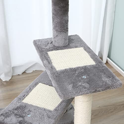 Pawhut 40" 5-Level Revolving Stair Cat Tree Scratcher Climbing Activity Tower With Play Center And Resting Perch, Grey #TOP7