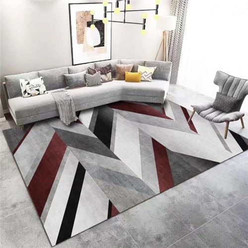 Tapis de chambre gris moderne à rayures pour bureau et salon cocooning