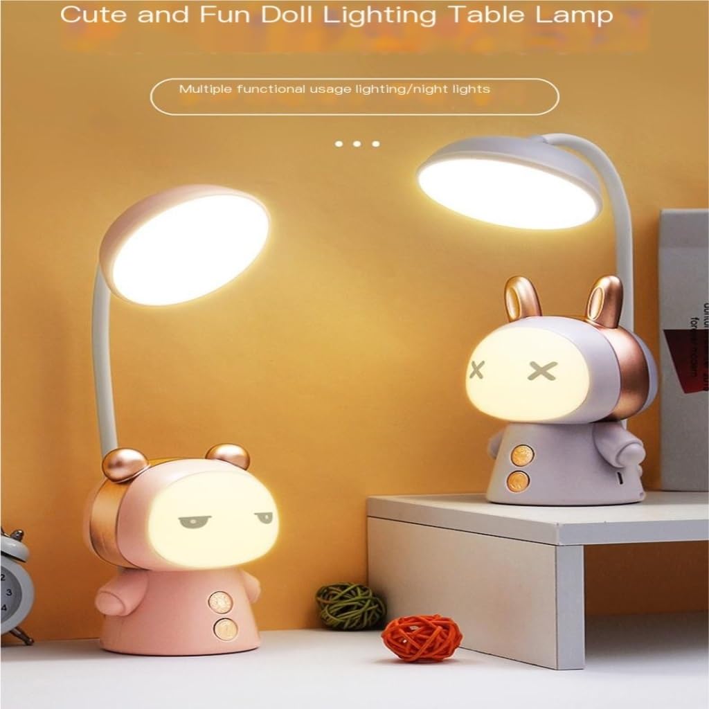 Lampe Bureau Lampe De Bureau Rechargeable Créative Dessin Animé Protection Des Yeux Lampe De Bureau Apprentissage Lecture Lampe De Bureau Veilleuse Lampe Led Bureau(Pink)