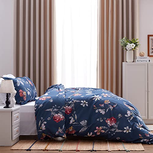 Nexhome Duvet Cover Set Blue King Size, Garden Floral Soft Patterned Bedding Set With Zipper Closure, 1 Duvet Cover 104X90 Inches And 2 Pillow Shams (90324) #TOP6