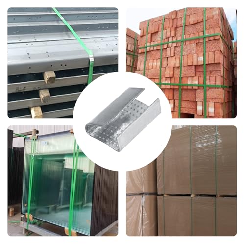 Image of Open Serrated Strapping Seals for 5 /8 inch Polyester Poly Polypropylene Strap Pallet Banding Clips(200)