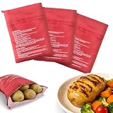YUUTIAL Mikrowellen Kartoffelbeutel Mittel 26x19cm 3Stück Kartoffel Express Beutel Waschbar Kochtasche für Mikrowelle Passend für Kartoffeln Maiskolben Süßkartoffeln Äpfel Brokkoli