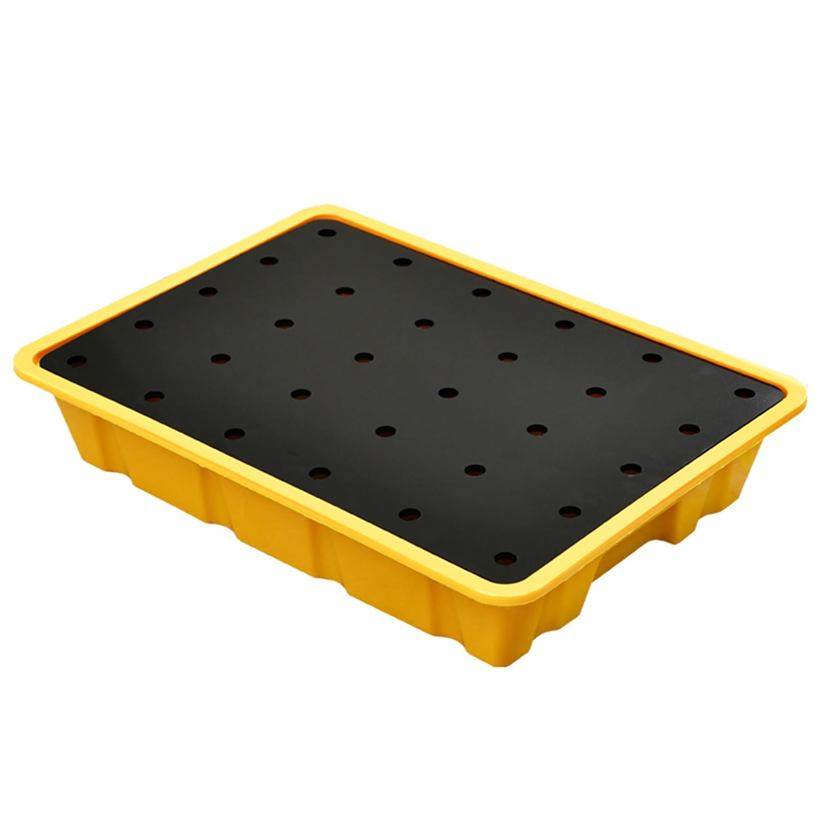 Genérico Palet antiderrames para bidones, Bandeja antiderrames para Tanques de Aceite, Plataforma antiderrames, Palet antiderrames de Polietileno Amarillo y Negro, Bandeja Modular a Prueba de Fugas p