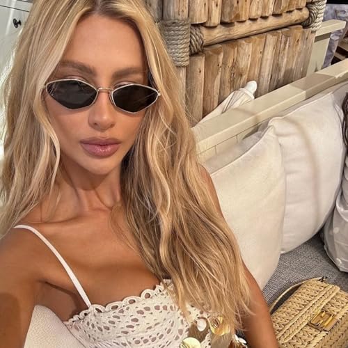 JUDOO Trendy Metal Hexagon Sunglasses for Women Men Gold Vintage Narrow Irregular Shades Small Retro Hexagonal Sun Glasses2