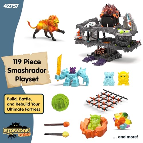 Image of Schleich Eldrador - 119PC Smashrador Master Cave Fortress BattleCave Playset - Light Up LED Toy with 18 Battle Functions - with 4 BattleCaves and 6 Eldrador Creatures for Boys, Girls - Kids Ages 7+
