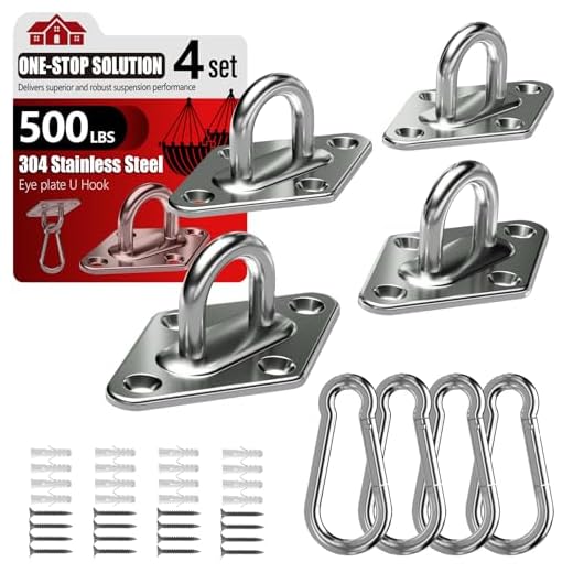 sprookber 304 Stainless Steel Pad Eye Snap Hook, M5 Ceiling Hook 500Lb,8Pcs