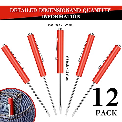 Image of 12 Pieces Pocket Screwdriver Mini Tops And magnetic pocket screwdriver with A Single Blade Head for Mechanical, Electrician (Red)