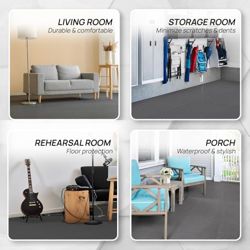 Image of Yes4All EVA Interlocking Mats, Puzzle Floor Tiles, Foam Floor Padding with Border for Furniture, Home Space, Living Room, Garage 11,15,32,99 SQFT