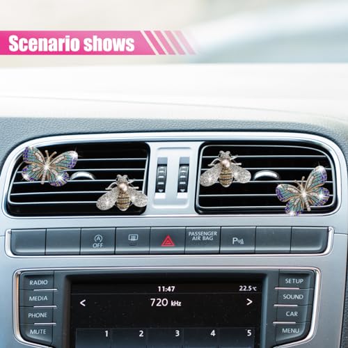 Image of GLSOWEE 4PCS Bling Butterfly Car Air Vent Clips, Crystal Rhinestone Bee Car Air Conditioning Outlet Clips, Cute Auto Interior Decoration Accessories for Women Girls (Bee&Butterfly)