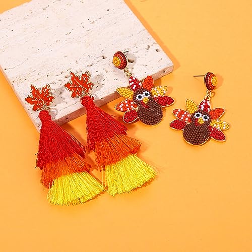 Thanksgiving-Fall-Earrings-for-Women-Beaded-Maple-Leaf-Pumpkin-Turkey-Earrings-Handmade-Gobble-Drop-Dangle-Earrings-Autumn-Fall-Gifts-Holiday-Party-Accessory