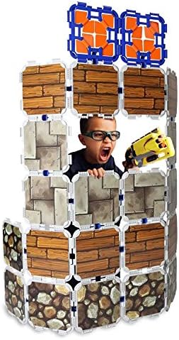 Blaster Bunkers by Battle Universe | Barricade Building & Target Set w/ Design Cards | 71 Piece Kit