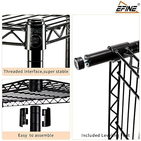 Miniatura 3 de Estantes de alambre de almacenamiento de 5 estantes con forros para estantes, estantes de pie resistentes, estante de alambre de metal ajustable de