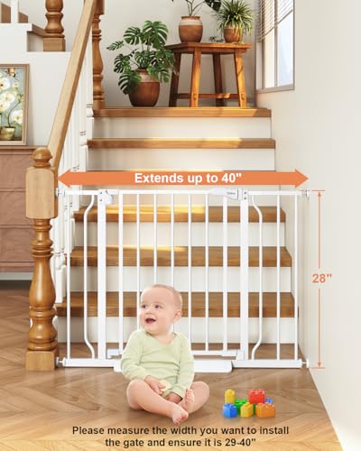 Cideny Baby Gate No Drilling, 29"-40" Dog Gate Indoor for Stairs & Doorways