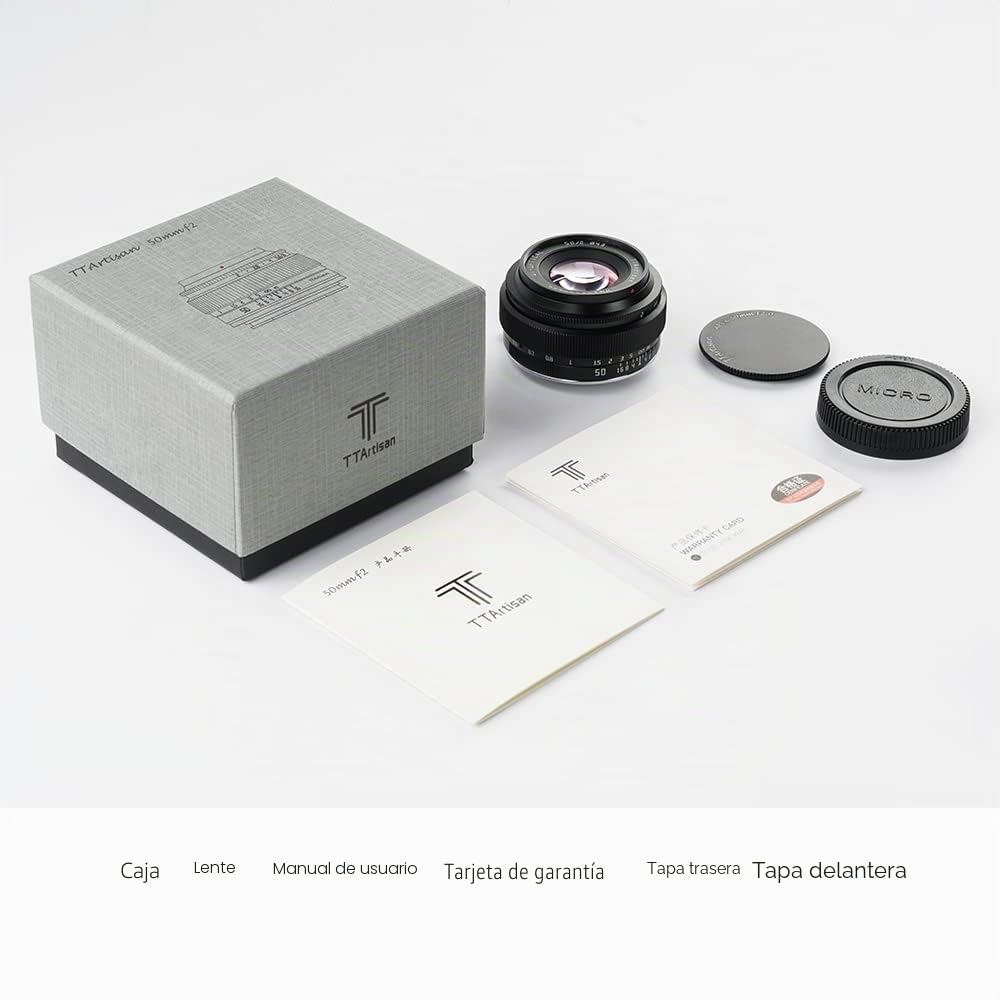 TTARTISAN 50mm F2 Objetivo de cámara para Montura Sony E Fotograma Completo Enfoque Manual Objetivo Diseño Compacto Peso Ligero