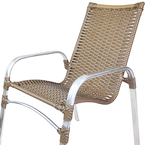 4 Cadeiras Emily Ideal Área Externa, Gourmet, Jardim, Piscina, Alumínio e Fibra Sintética Sépia