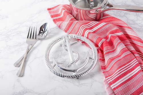 Dii Decorative Trivet Set For Pots & Pans Dining Table Hot Pot Holder, Casted Metal, 8X8, Anchor & Rope, 2 Piece #TOP4